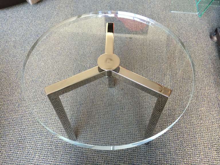 Pair of Lucite and Nickel Side Tables by Charles Hollis Jones In Good Condition For Sale In Los Angeles, CA