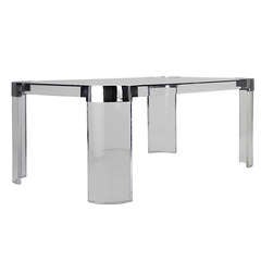 Lucite and Nickel Dining Table by Charles Hollis Jones from the "Waterfall" Line 9