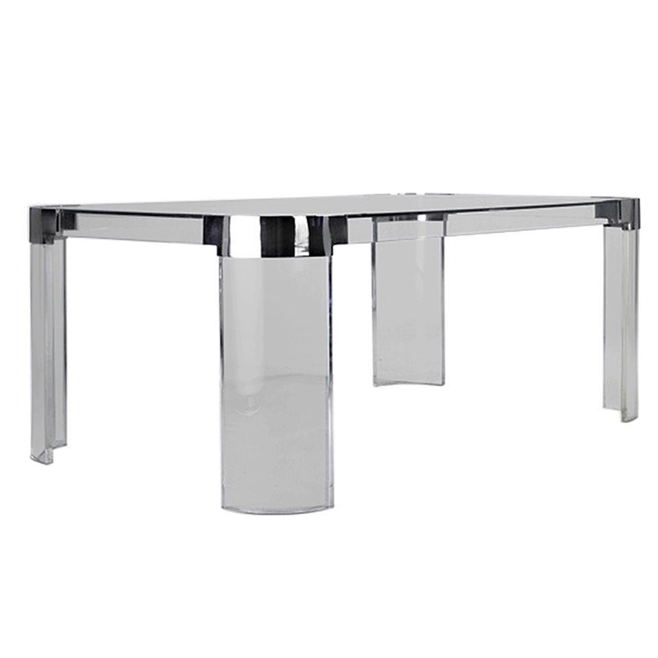 Lucite and Nickel Dining Table by Charles Hollis Jones from the "Waterfall" Line