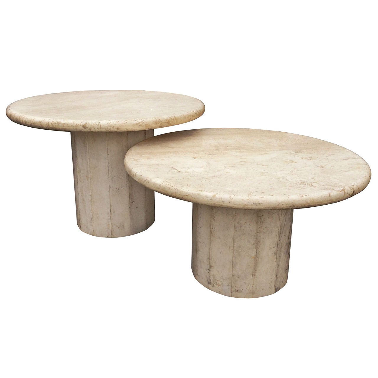 Pair of Travertine Nesting Tables Made in Italy