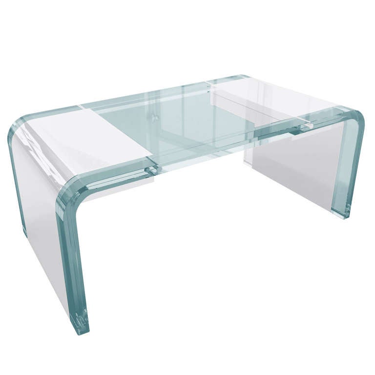 Charles Hollis Jones Lucite and Chrome "Waterfall" Desk ...