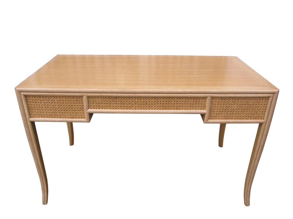 American McGuire Desk with Weaved Front and Brass Pulls