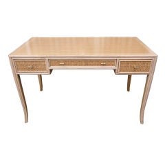 McGuire Desk with Weaved Front and Brass Pulls
