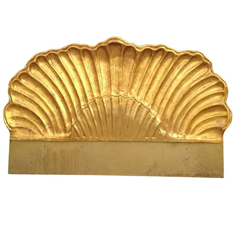 Gold Leaf Shell Shaped King Size Headboard Attb to Grosfeld House at 1stdibs