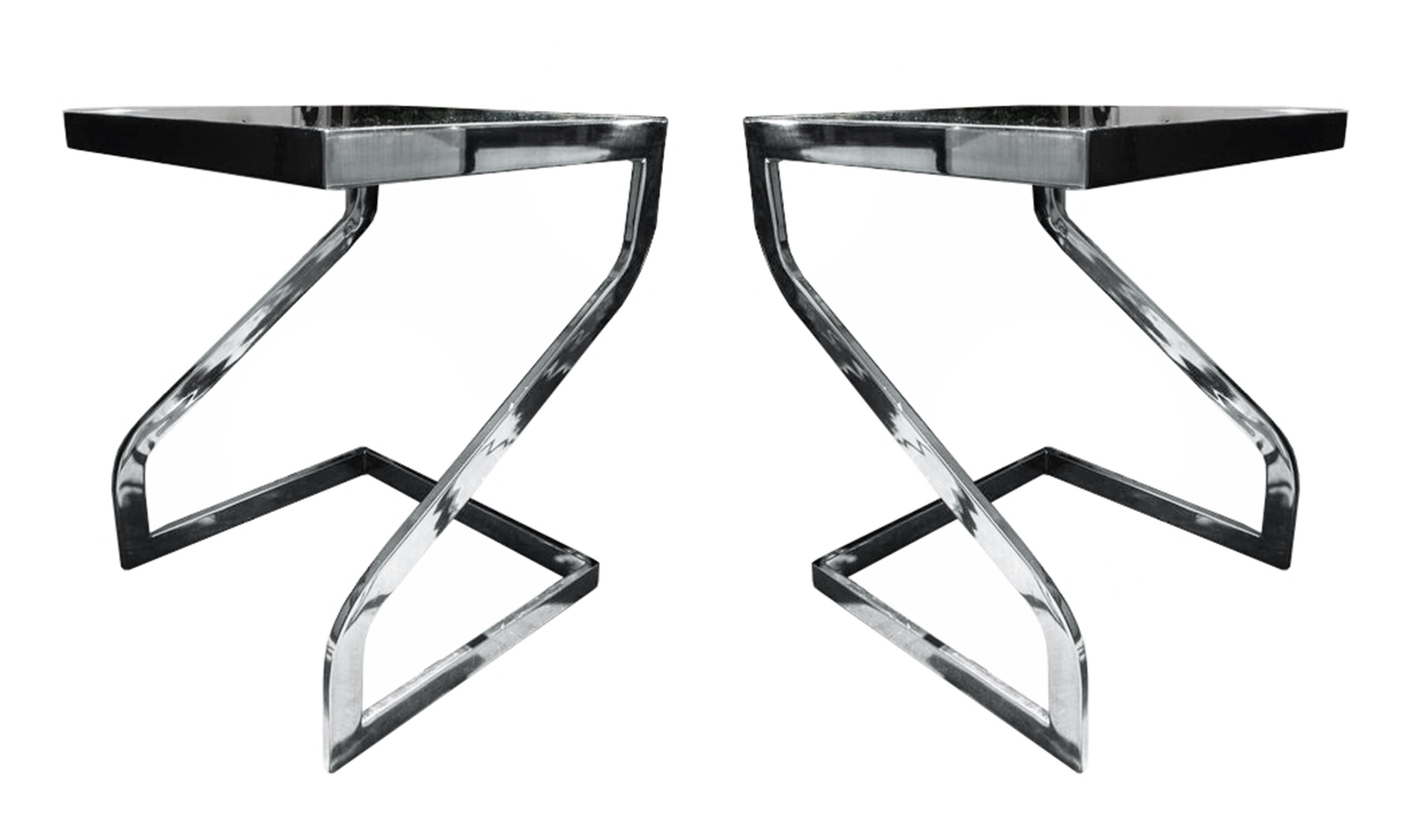 Beautiful Side Tables in Chrome & Glass by Design Institute of America