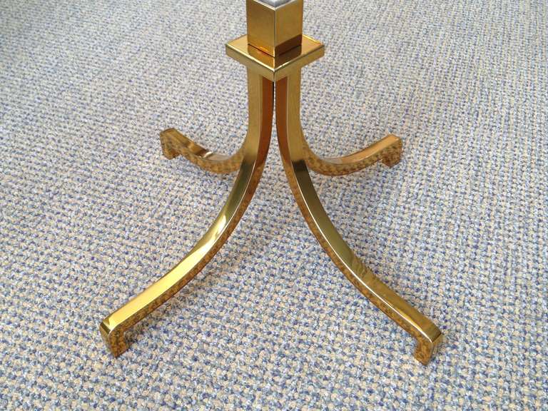 Contemporary Pair of Regency Style Lucite and Brass Side Tables by Charles Hollis Jones