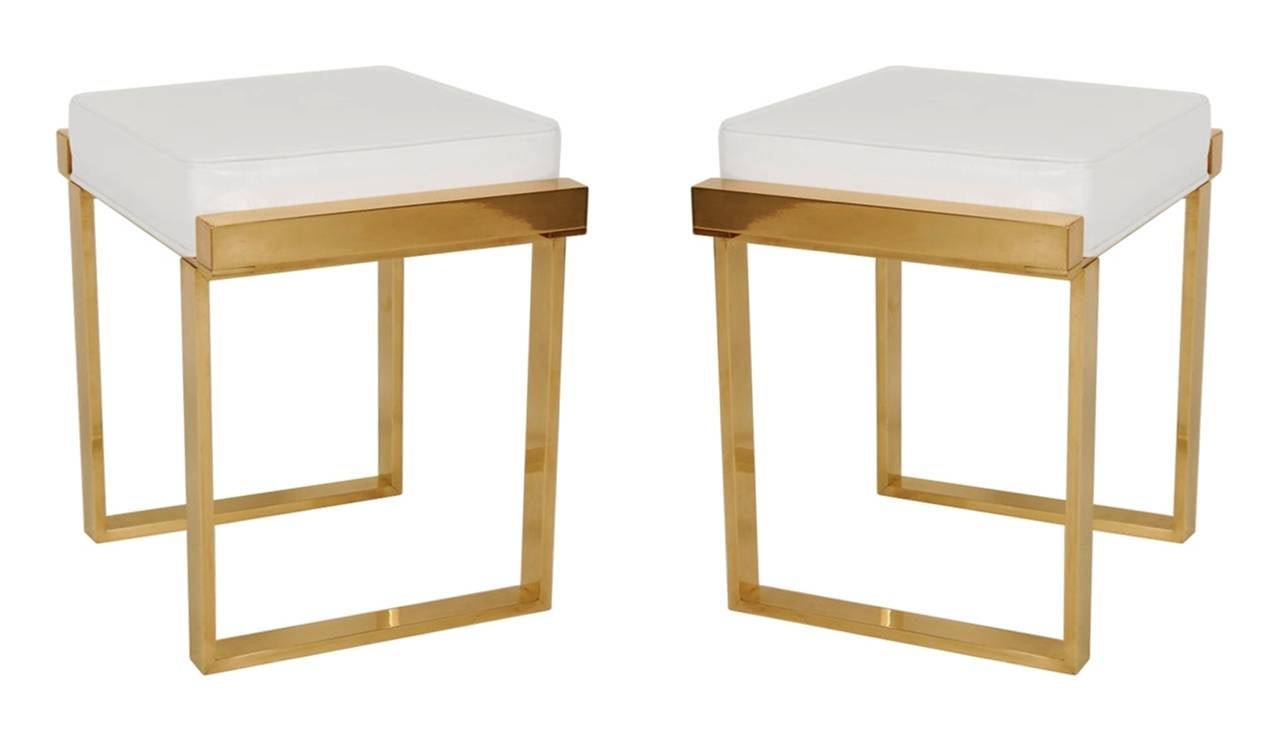 Mid-Century moderno Coppia di panchine in ottone Charles Hollis Jones, linea 