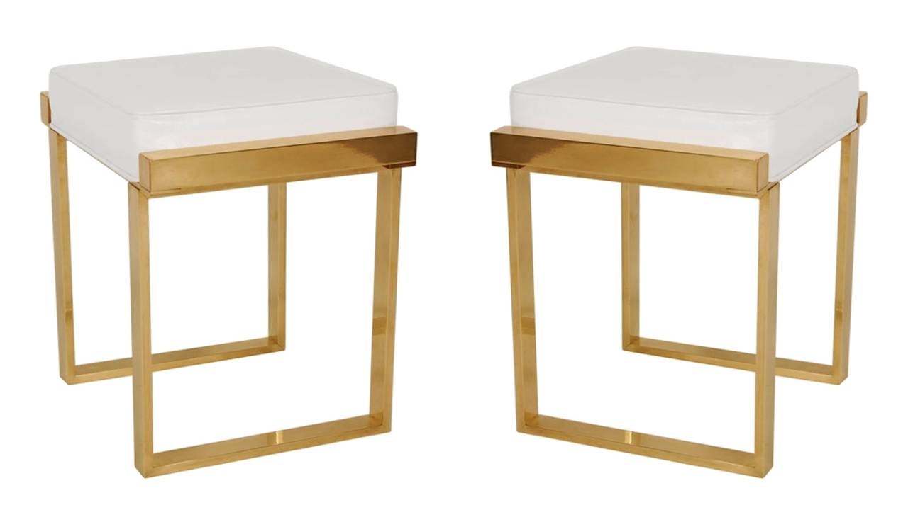 Mid-Century Modern Pair of Charles Hollis Jones Brass Benches, 