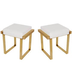 Pair of Charles Hollis Jones Brass Benches, "Box" Line 9