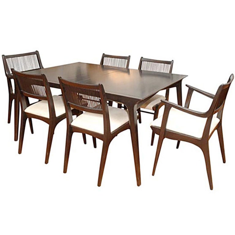 Drexel Profile Table and Six Chairs Designed by John Van Koert