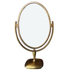 Charles Hollis Jones Vanity or Table Mirror in Antique Brass