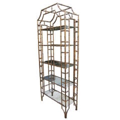 Asian Style Faux Bamboo Etagere with Gold Gilt & Oil Drop Finish