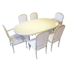 Faux Goat Skin Dining Table and Six Chairs
