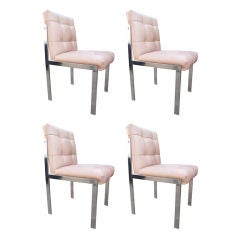 Vintage Mid Century Modern Chrome and Vinyl Dining Chairs