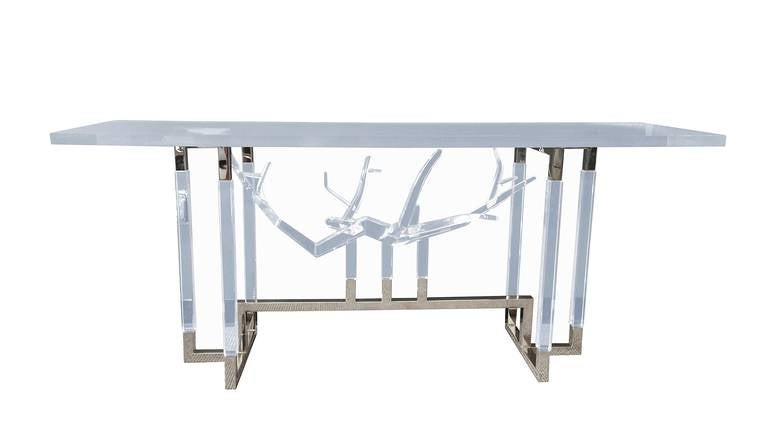 Stunning Lucite and nickel plated console designed by Charles Hollis Jones as a part of his new series 