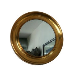 Retro Circular Brass Framed Porthole Mirror by Mastercraft