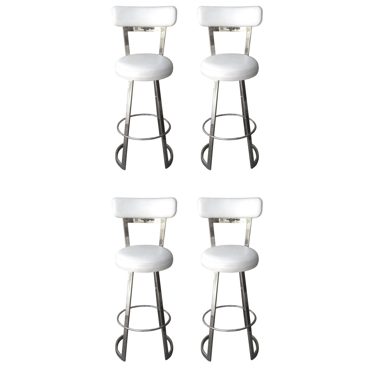 Four "Mathis" Barstools by Charles Hollis Jones in Polished Chrome
