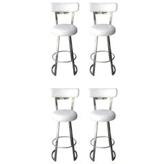 Quatre tabourets de bar Mathis de Charles Hollis Jones en chrome poli