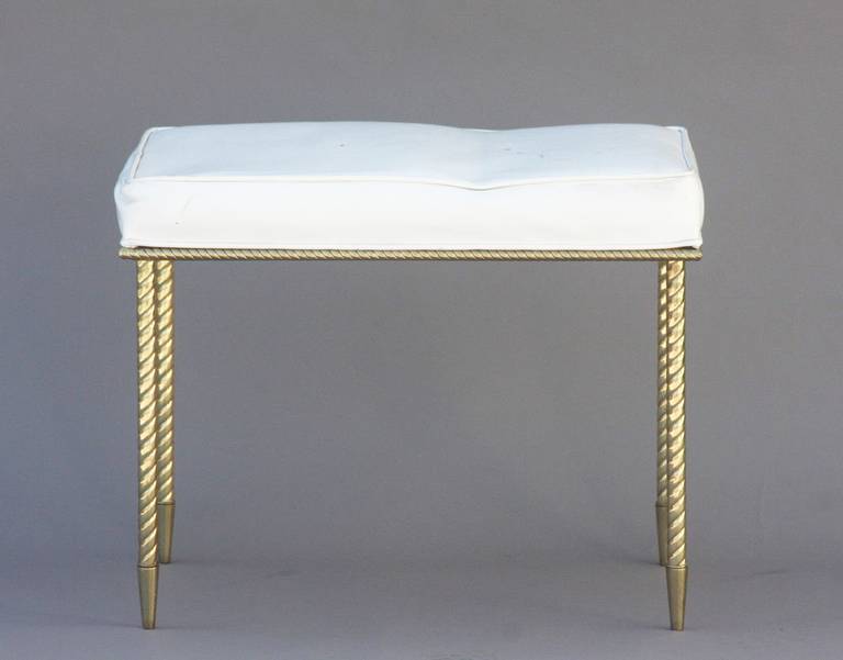 Mid-Century Modern Regency Style Bench by Charles Hollis Jones in Brass For Sale