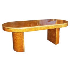Burl Wood Two-Drawer Pedestal Desk or Table after Pierre Cardin