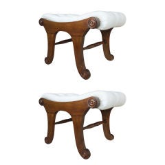 Pair of 19th Century Regency Stools With Tufted Seats