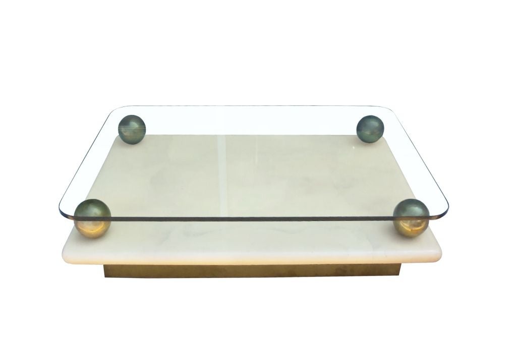 Colombian One of a Kind Goat Skin and Brass Coffee Table by Enrique Garcez