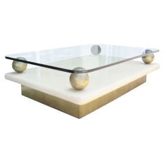 One of a Kind Goat Skin and Brass Coffee Table by Enrique Garcez