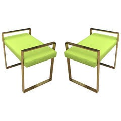 Pair of Polished Brass Benches by Charles Hollis Jones 12