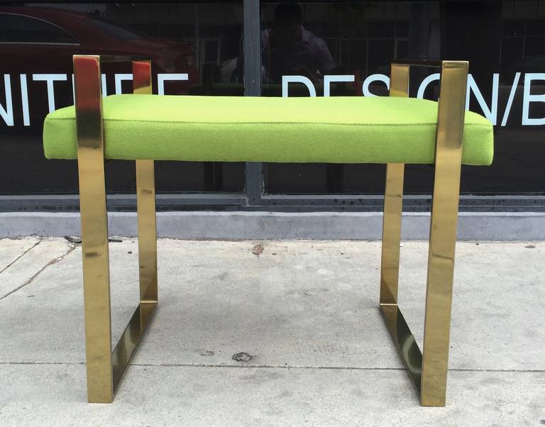Mid-Century Modern Pair of Polished Brass Benches by Charles Hollis Jones For Sale