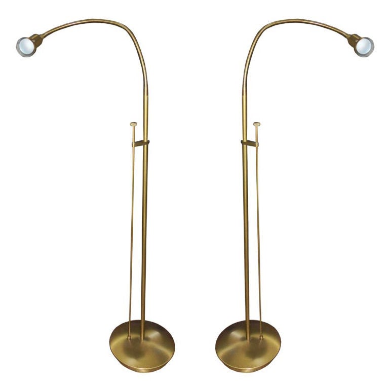 Bedside Reading Brass Floor Lamps With Adjustable Goose-neck