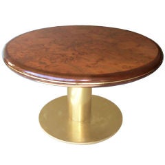 Retro Rosewood and Brass Pedestal Table by Gianni