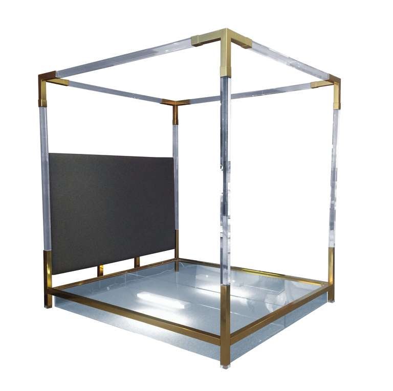 Brass And Lucite King Size Bed By, Hollis Metal Queen Bed Frame