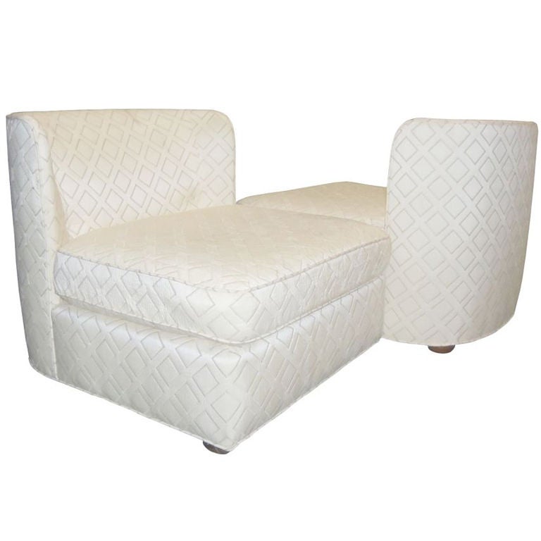 Beautiful Oversized Armless Slipper Chairs With Rounded Backs by Thomasville