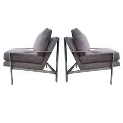 Pair of Cy Mann Armchairs in Polished Steel