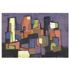 Oil on Board abstract Painting by Donald Deskey 1