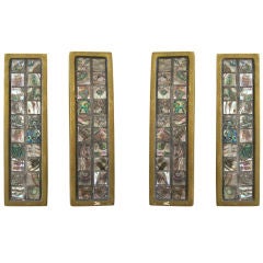 Set of 4 Brass and Abalone Shell Drawer/Door Pulls