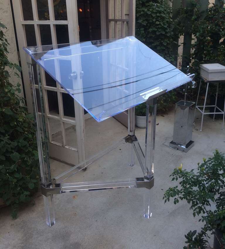 Lucite and Nickel Easel by Charles Hollis Jones, from the "Metric