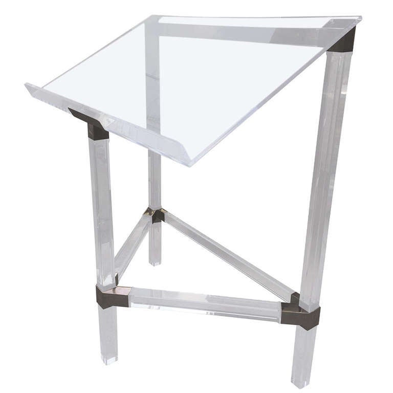 Lucite and Nickel Easel by Charles Hollis Jones, from the "Metric