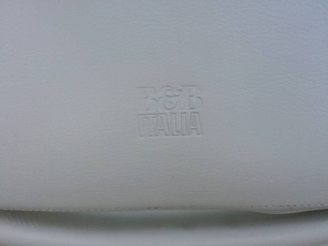Italian Set of Eight B&B Italia White Leather Chairs by Jeffrey Bernett