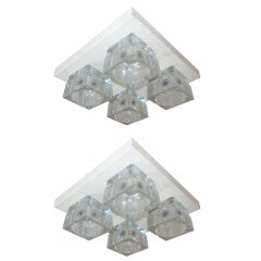 Pair of 1960's Ice Cube Ceiling Lights by Lightolier
