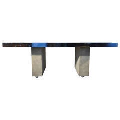 Vintage Chrome and Suede Dining Table 4