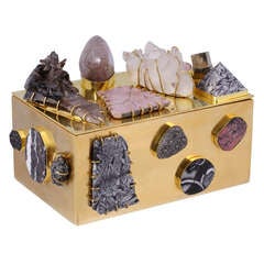 Mixed Pyrite, Quartz and Rhodonite Bauble Box by Kelly Wearstler