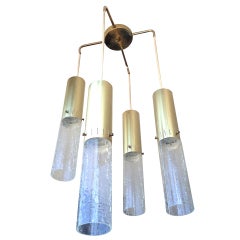 1960's Brass and Glass Chandelier attributed to Lightolier