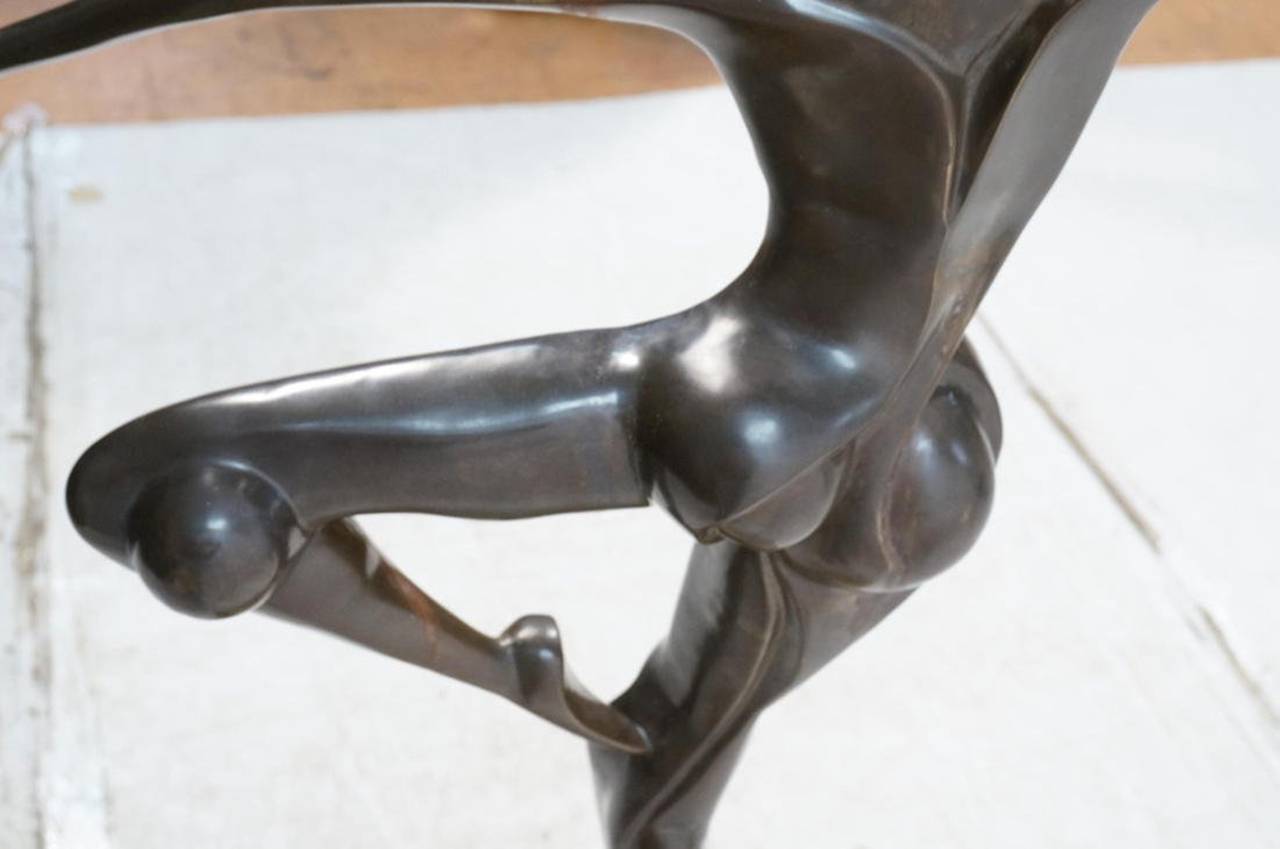 Mid-Century Modern 4ft Tall Bronze Sculpture of a Valet Dancer in the Cubist Style