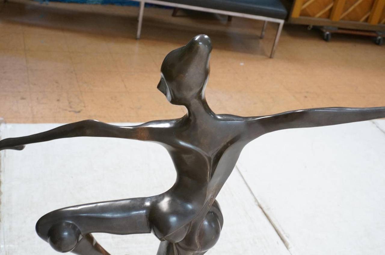 American 4ft Tall Bronze Sculpture of a Valet Dancer in the Cubist Style