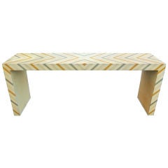 Phyllis Morris Console Table in a Multicolored Chevron Pattern