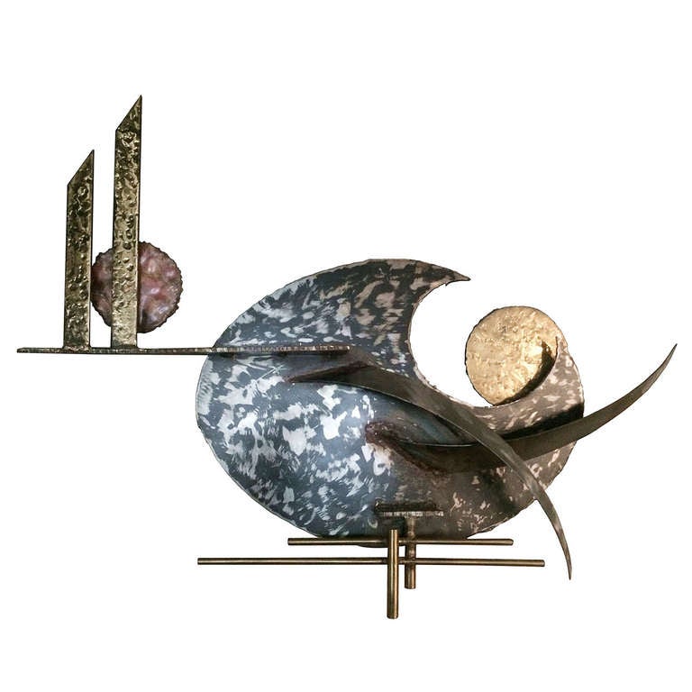 Large Mixed Metal Wall Sculpture by Silas Seandel For Sale at 1stdibs