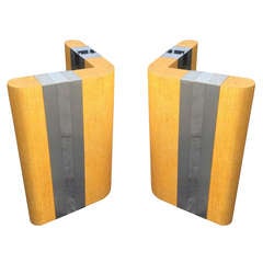 Raffia and Polished Steel Dining Table Pedestals 9
