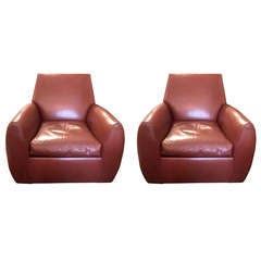 Pair of Dakota Jackson Leather Swivel Chairs 5
