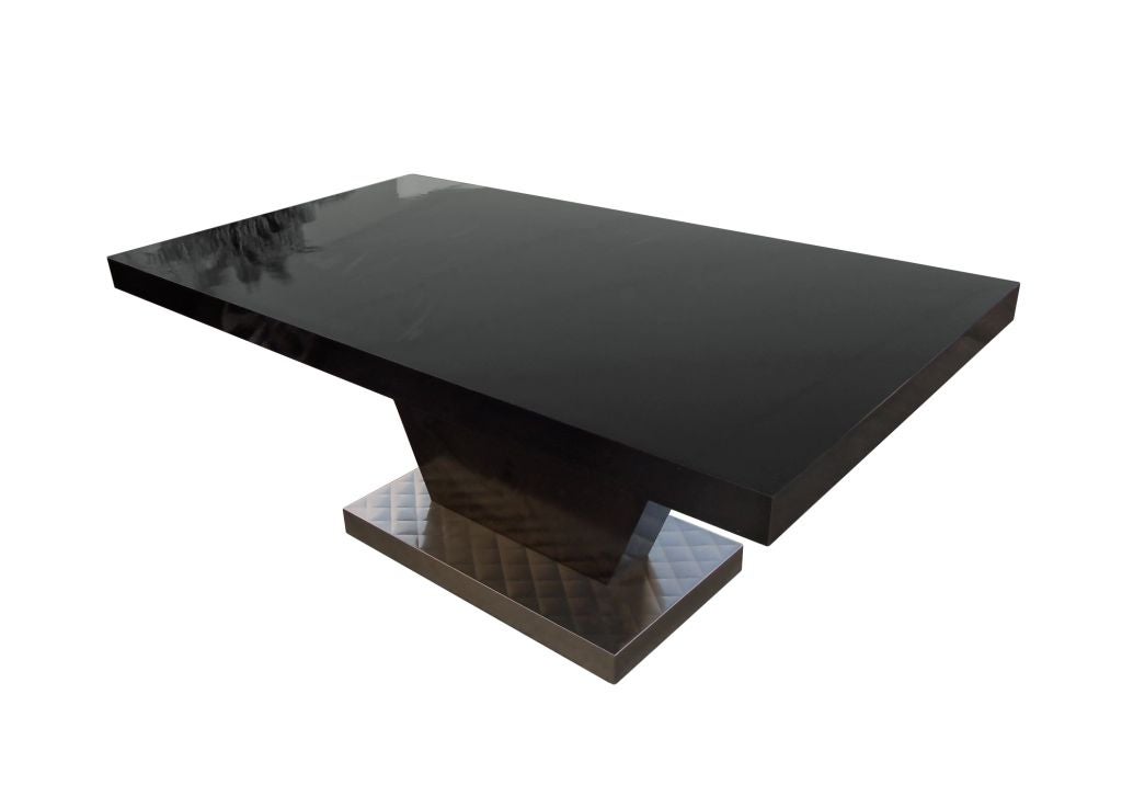 Black Lacquer Dining Table from a Paul Frankl Project In Good Condition In Los Angeles, CA